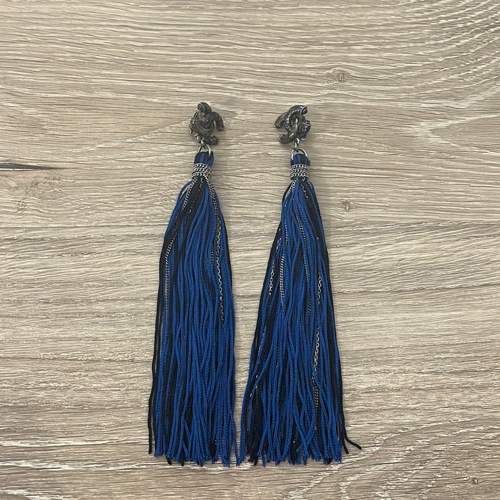 Chanel CC Long Tassel Earrings